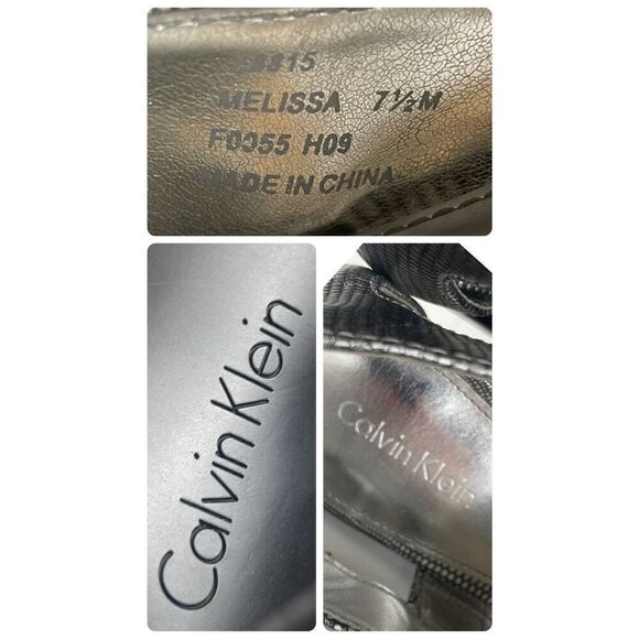 Calvin Klein Melissa Pewter Metallic Lizard Embossed Sandals 7.5 - Picture 8 of 10